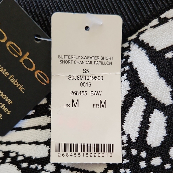 Bebe High Waist Black and White Butterfly Short Shorts with Graffiti Print Sz M - Picture 15 of 15